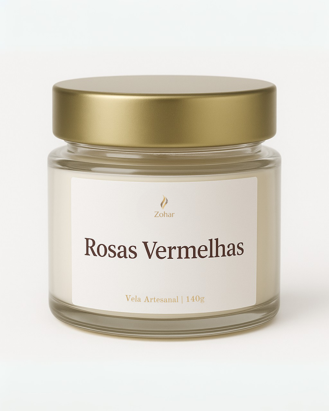 Vela Aromática Rosas Vermelhas da Zohar em vidro com tampa dourada, 140g